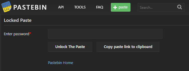 note Pastebin protégée