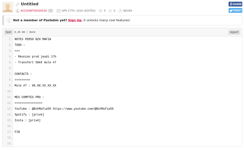 note Pastebin déverrouillée