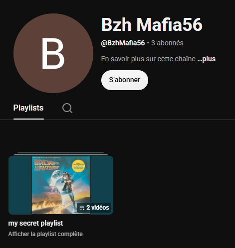 playlist publique du compte