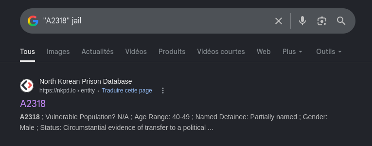 Requête alternative base de données prisonniers