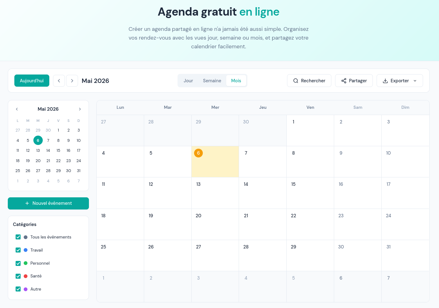 agenda lié depuis le channel planning