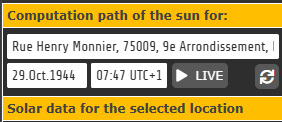 réglage de la date sur SunCalc