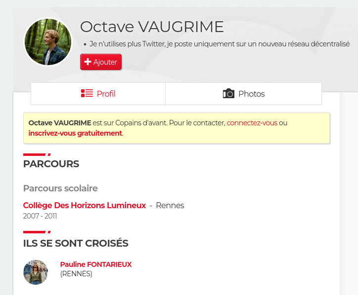 compte Copains d'Avant