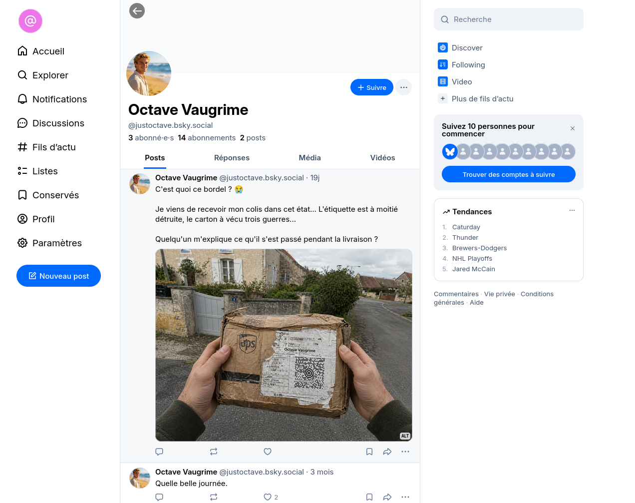 posts du profil Bluesky