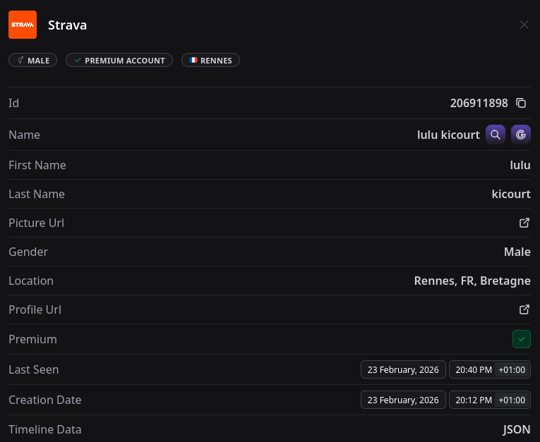 Osint Industries résultat